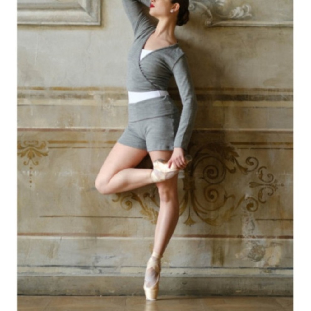 Gray Ballet Wrap Top.